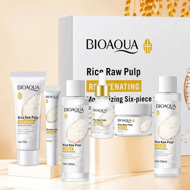 BIOAQUA - مجموعة تجديد البشرة من لب الأرز الخام (الأصلية)